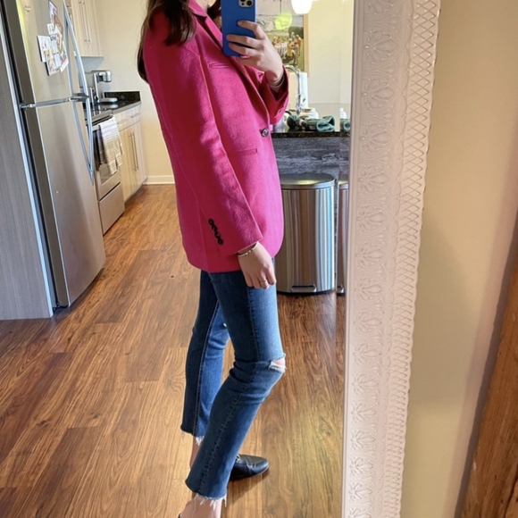 Hot Pink Wool Blazer - Something Navy - Picture 7 of 7